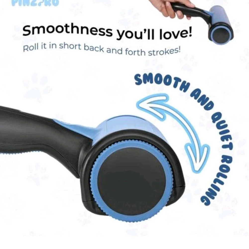 PinzPro Pet Hair Remover Roller & Detailer Tool Set - Blue/Black